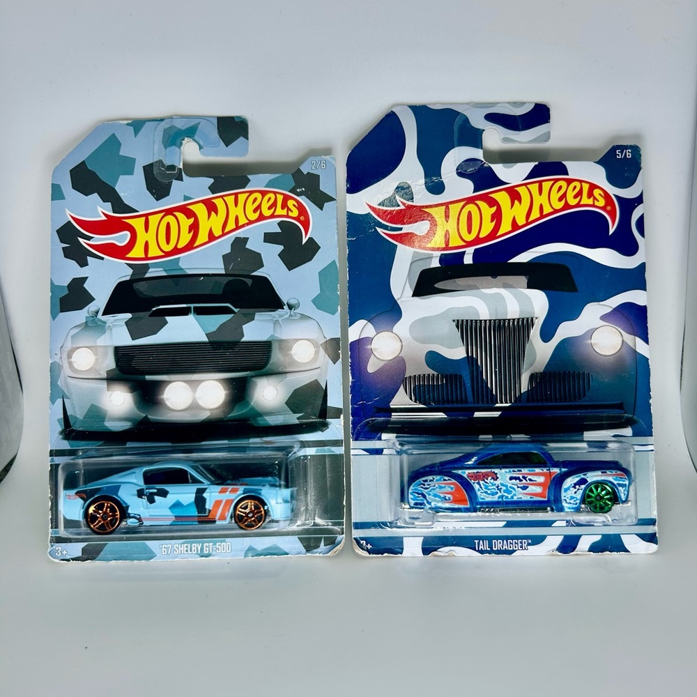 Hot Wheels Camo Lot Of 2x - ‘67 Shelby GT-500 & Tail Dragger 2015 Walmart Exclus